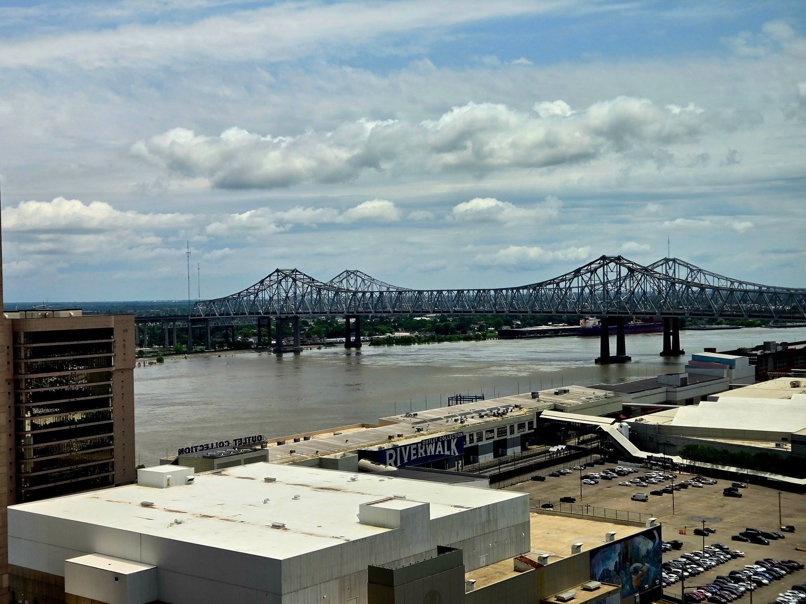 Mississippi River bridge seen from downtown Baton Rouge, a city passed on a Mississippi river cruise New Orleans to Memphis